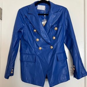 Faux leather blazer